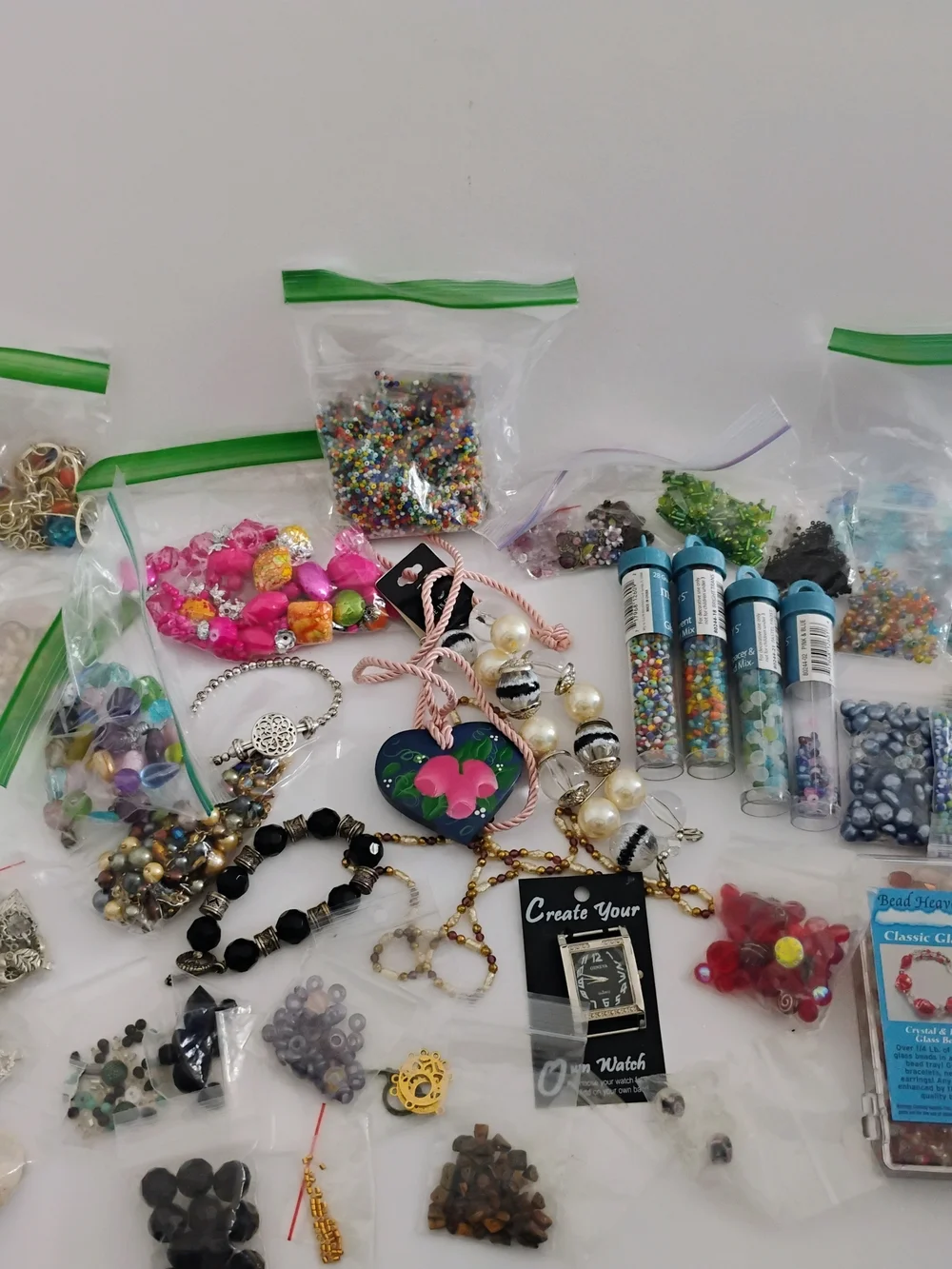 Huge Craft Bead Lot Glass & Seed Bead Charms Assorted Colors Sizes Crafting
